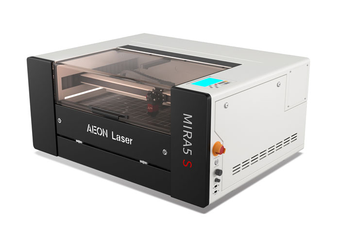 Aeon Mira5 S 巫师三啪啪啪视频 CO2 Desktop Laser Cutting Machine three-quarter view
