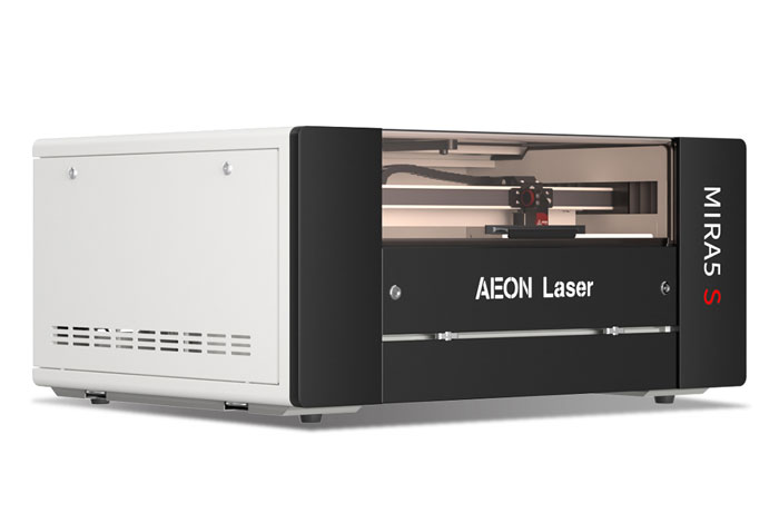 Aeon Mira5 S 巫师三啪啪啪视频 CO2 Desktop Laser Cutting Machine three-quarter view